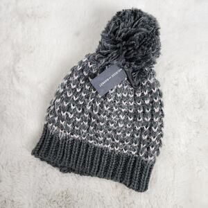 Melrose & Market NWT Gray Pink Eyelash Knit Pom Pom Beanie Hat Cozy